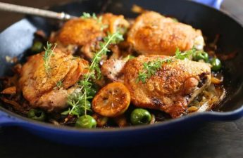 Simple Recipe for Chicken Thighs with Green Olives and Pancetta